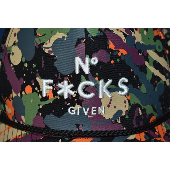 NO F*CKS GIVEN Field Grade Hat Snapback Baseball Cap Paint Splatter - Picture 4 of 8